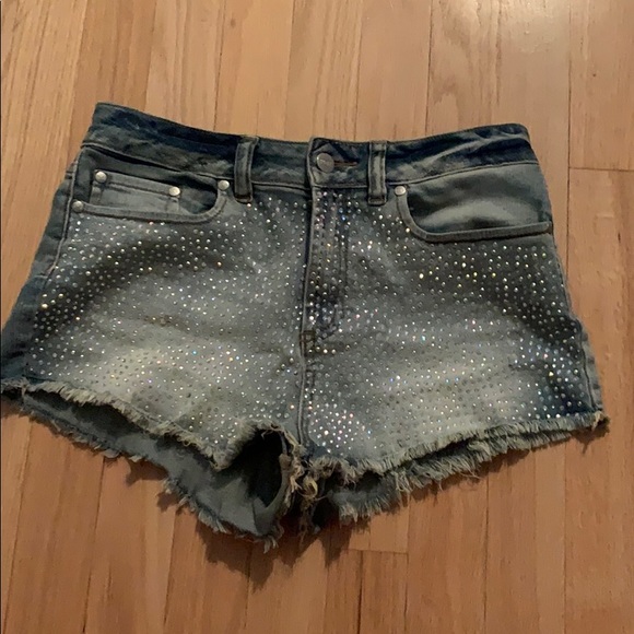 high waisted rhinestone shorts
